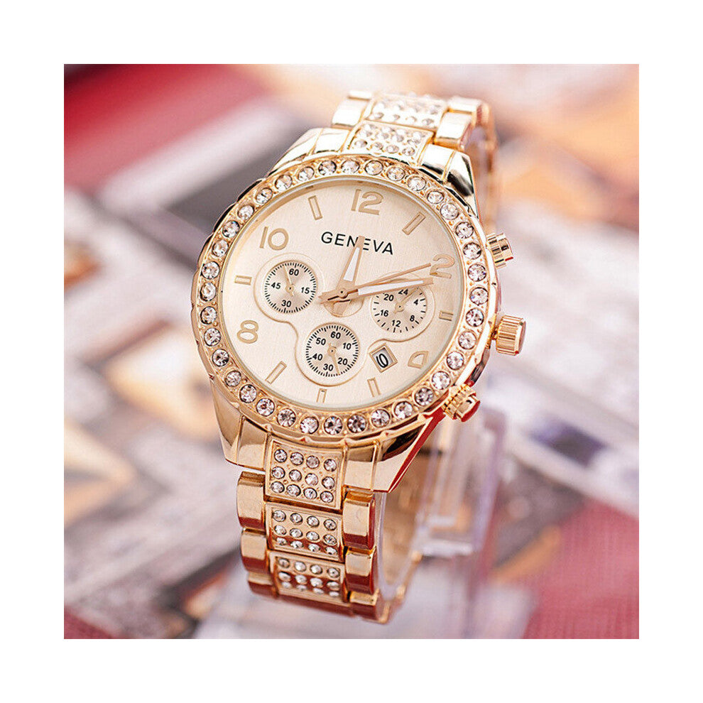 Decorate Women Watch Calendar Watches Stainless Strap Neutral Clock Diamond European Style Digital Quartz Wristwatches