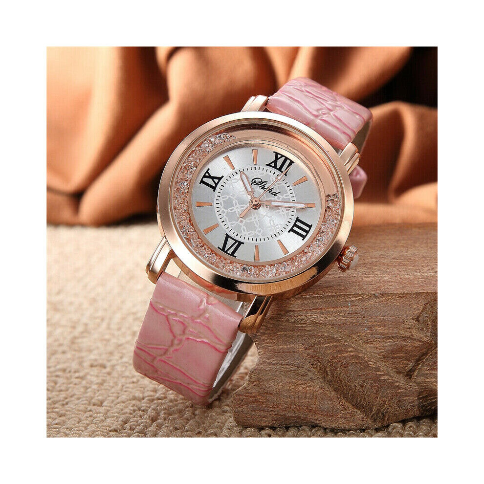 Women's Casual Watches Rhinestones Analog Quartz Wrist Watch Leather Band Accessories Gift