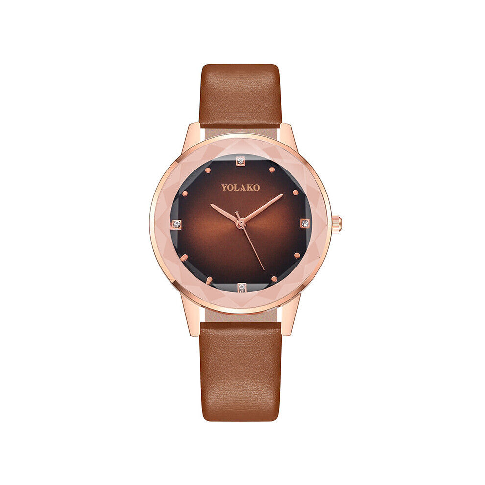 Women Watch Diamond Leather Quartz Wrist Watch Ladies Casual Waterpoof Watches YOLAKO Female Clock