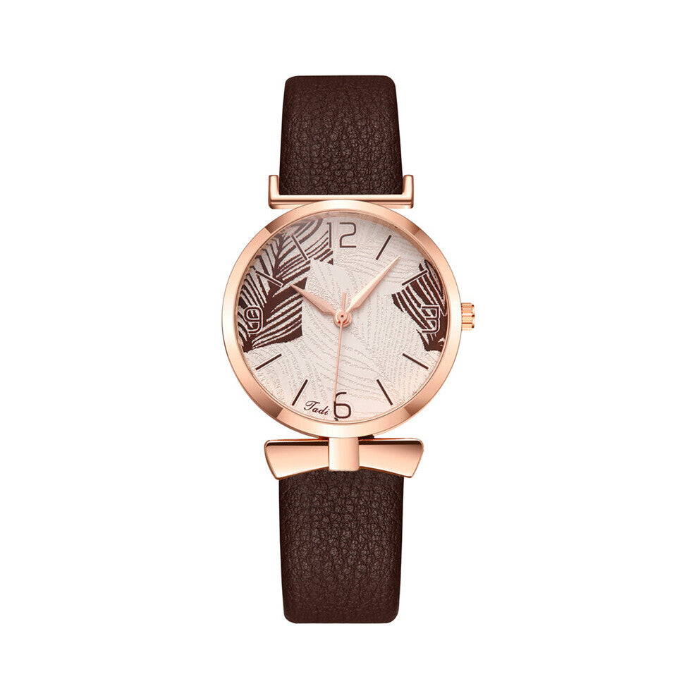 Women Watches Casual Leather Strap Quartz Watch Ladies Style Leaf Pattern Female Clock Ladies Dress Wristwatch