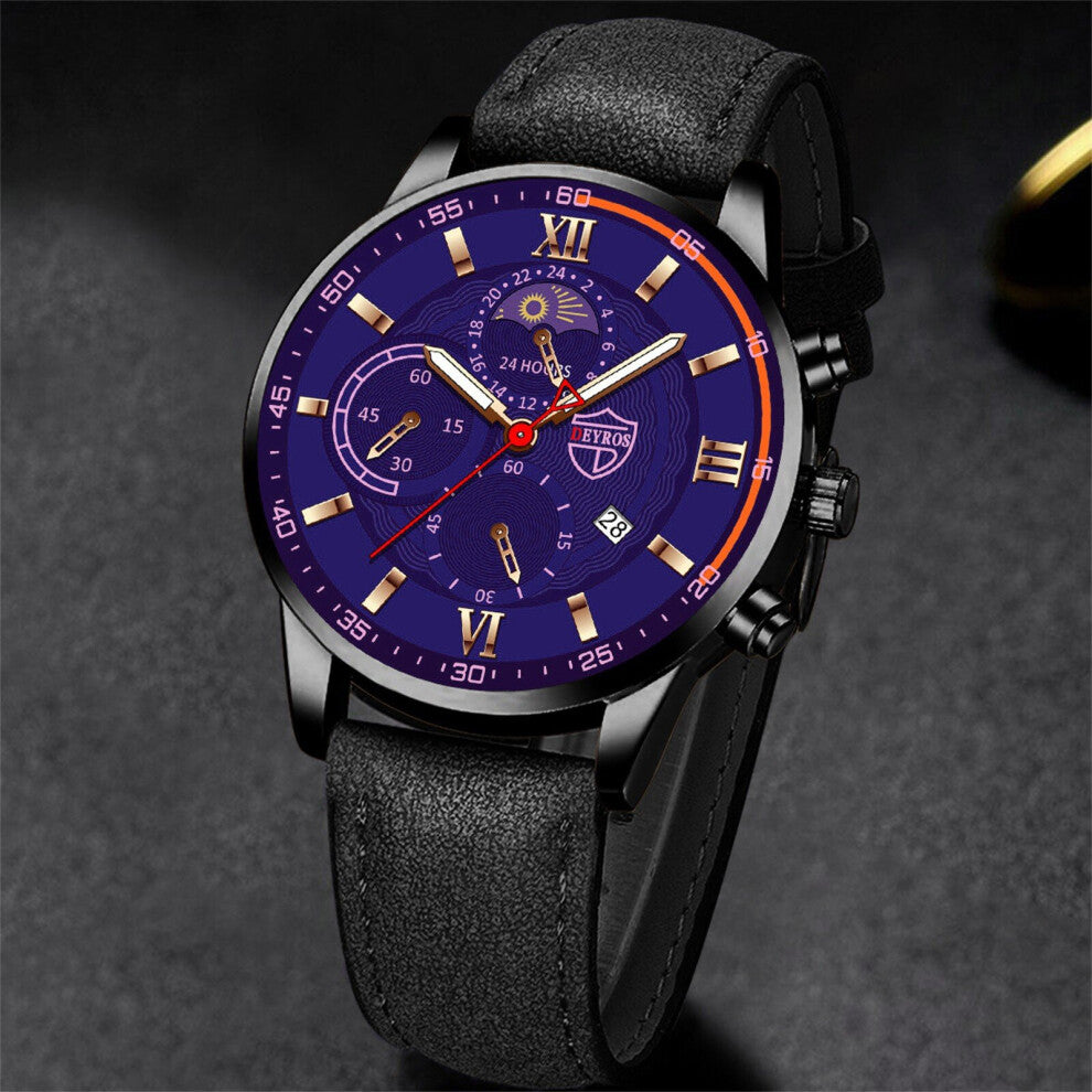 Watches for Boyfriend Sport Men's Stainless Steel Case Leather Band Quartz Analog Wrist Watch Couple Watch Set