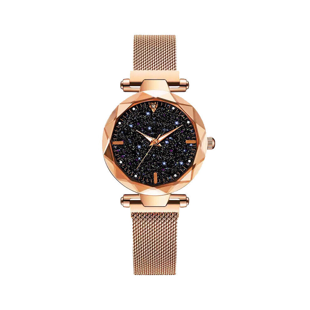 Star Watch for Women Relogio Feminino Rose Mesh Magnet Starry Sky Quartz Wristwatch Gradient Ladies Wrist Watches