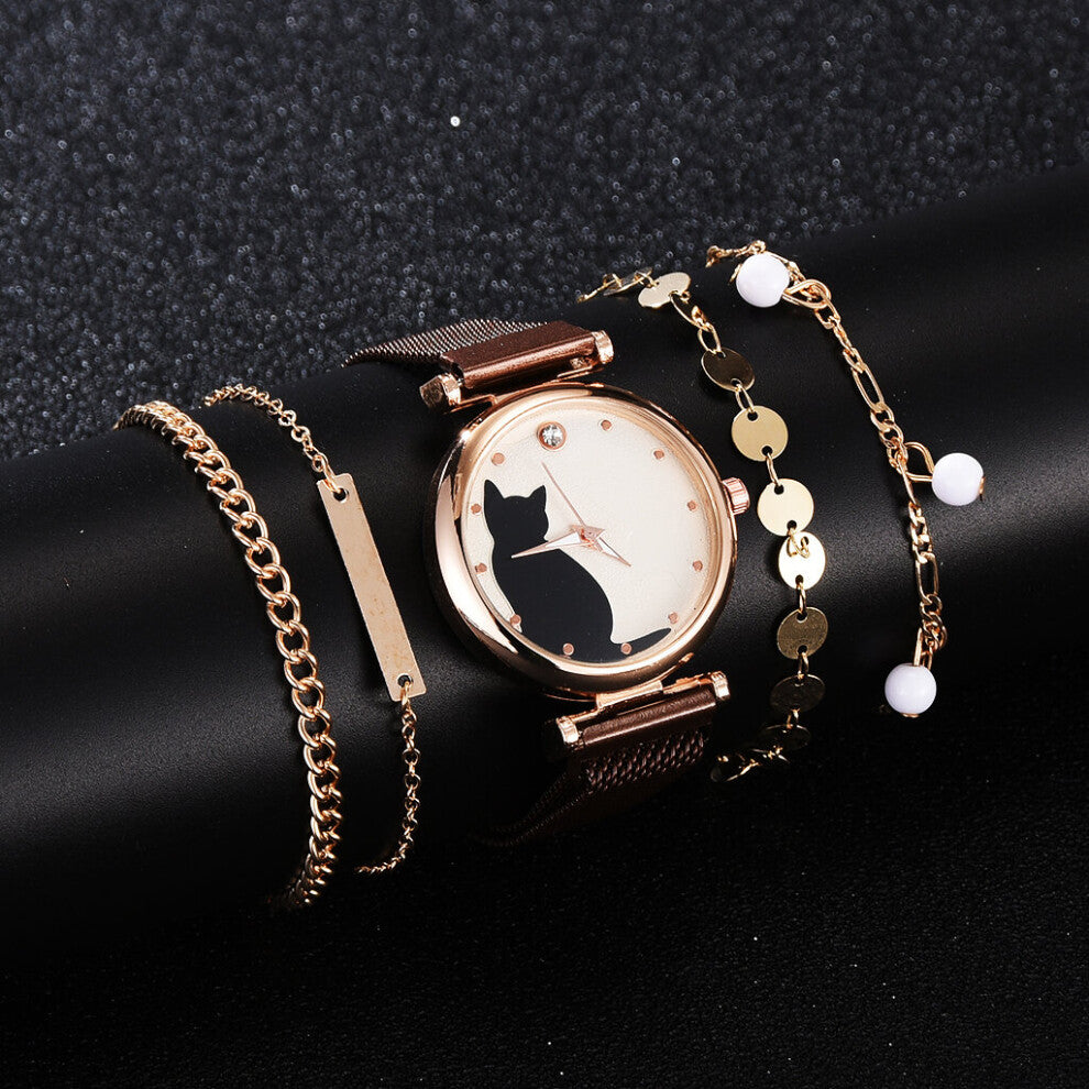 Watches Women Rose Starry Sky Dial Ladies Crystal Bracelet Quartz Wrist Watch 5 PCS Set Relogio Feminino Hot