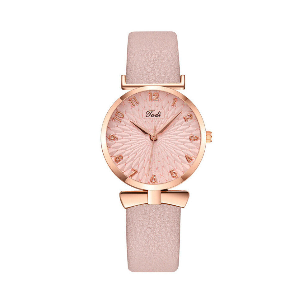 Women Watches Printed Leather Strap Quartz Round Wrist Watch Gift