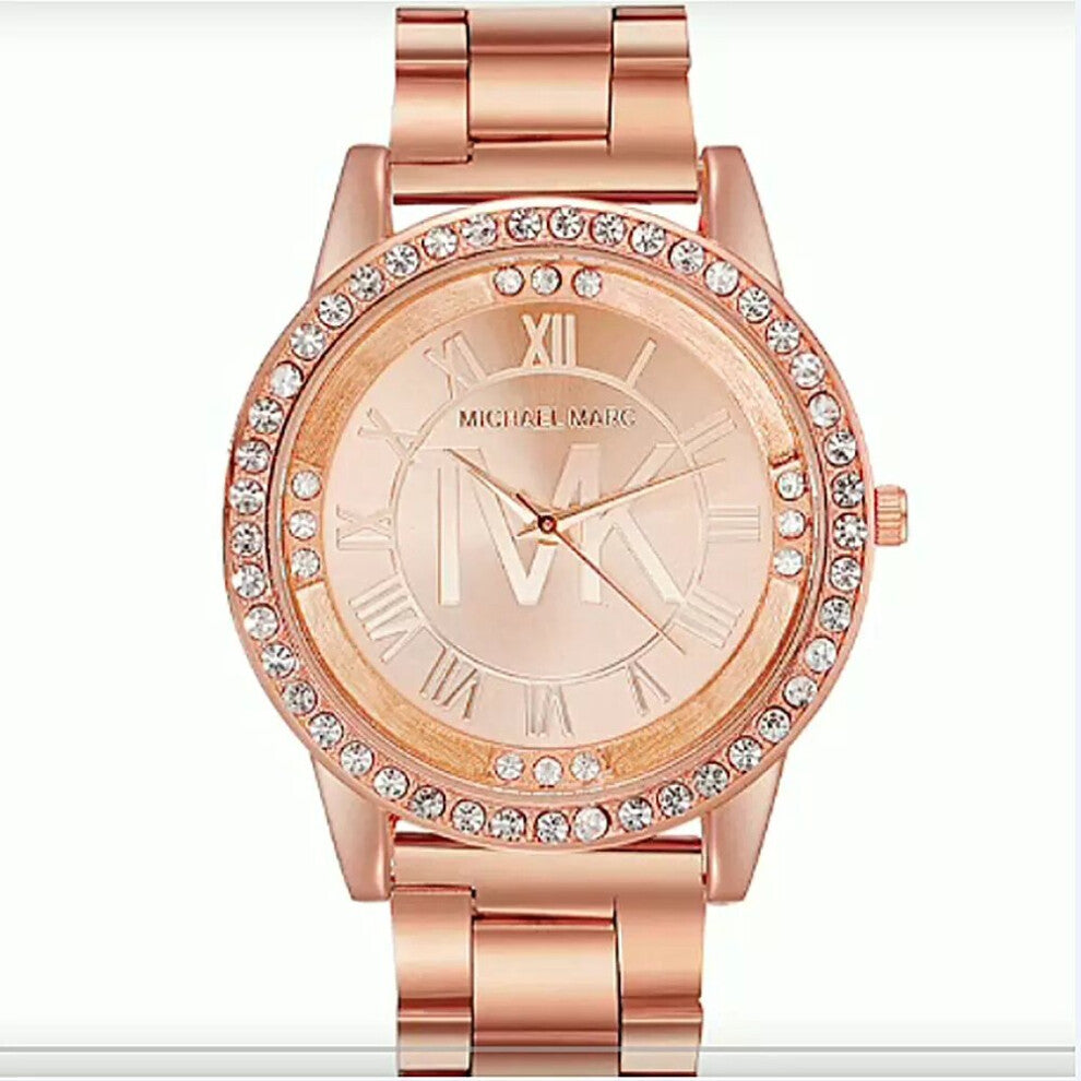 TVK Top Rose Women Watches Crystal Quartz Watch Dress Ladies Stainless Steel Clock Couple relogio