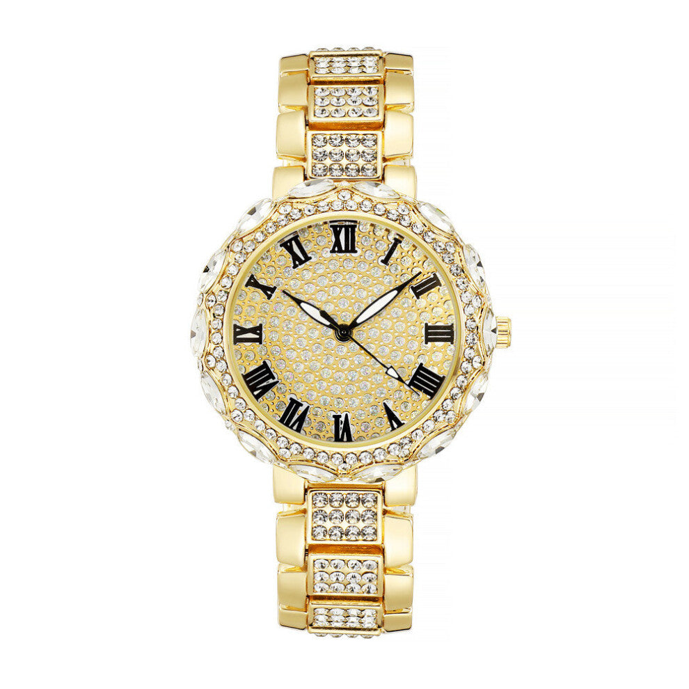 Watches Women Full Star With Diamonds Rome Quartz Watch Stainless Steel Horseshoe Buckle Strap Clock