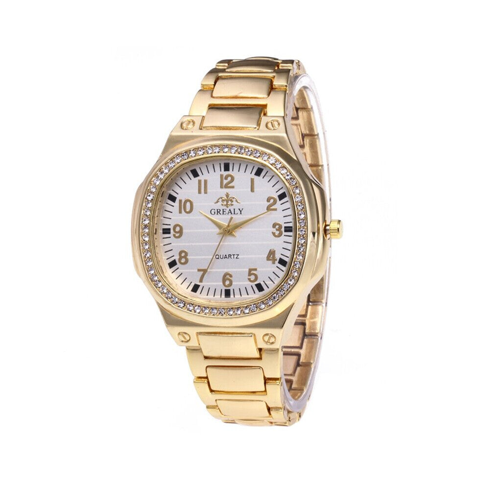 Hot Steel Band Alloy Bracelets Women Watch Rhinestone Inlay Men's Watches Casual Ladies Quartz Watch Clock
