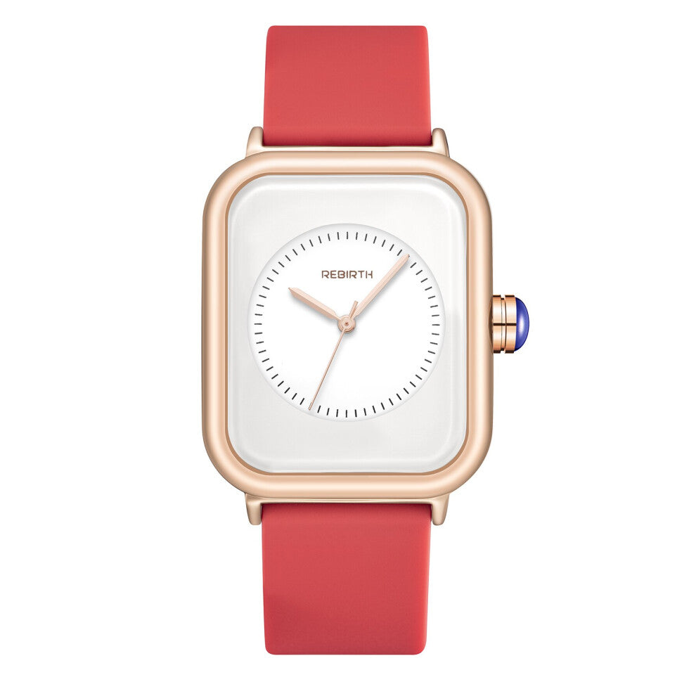 & Casual Rectangle Men Women Watch Rubber Buckle Band Hardlex Dial Quartz Watches