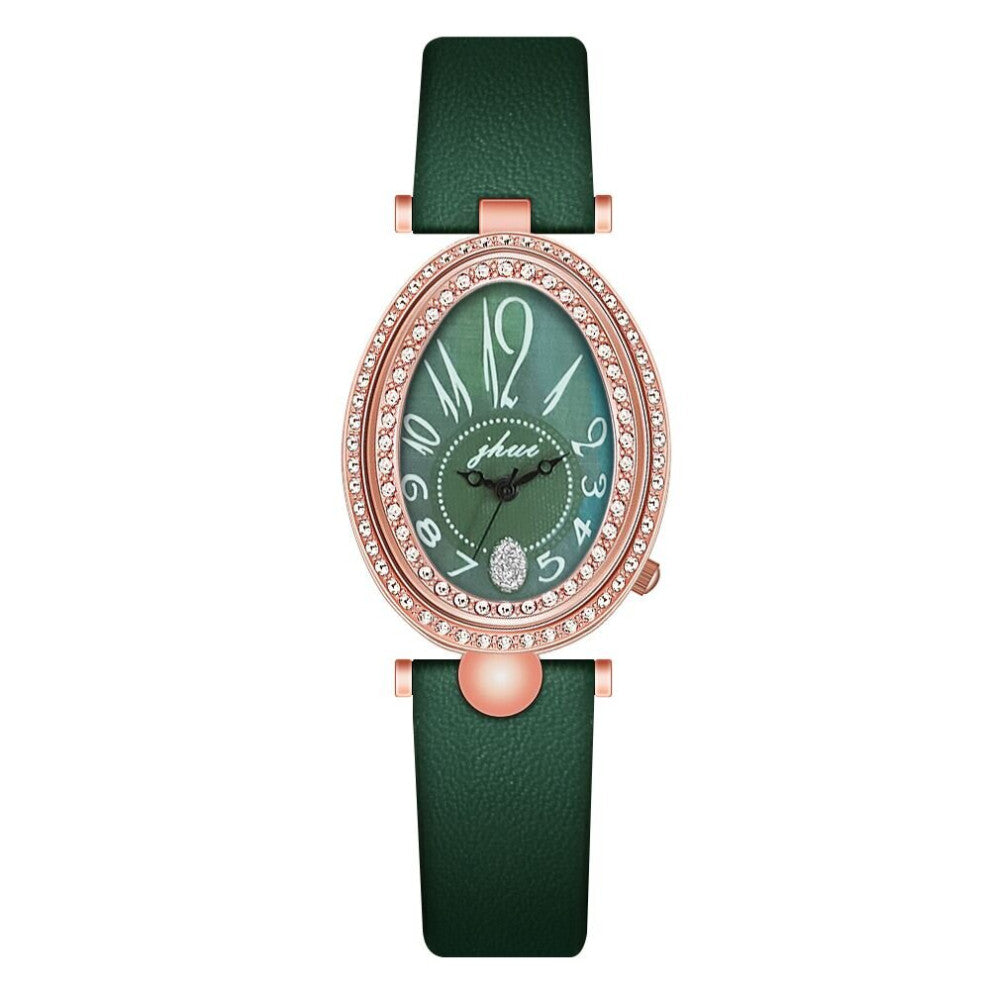latest water drop shape diamond quartz womens watch high-end leather casual women watches