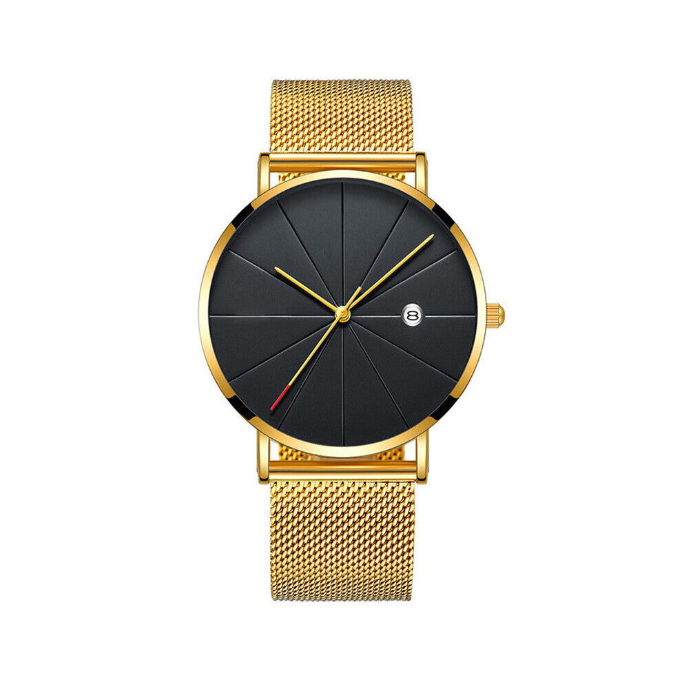 Meter Word Line Calendar Mesh Strap Watch Creative Quartz Stainless Steel Watches