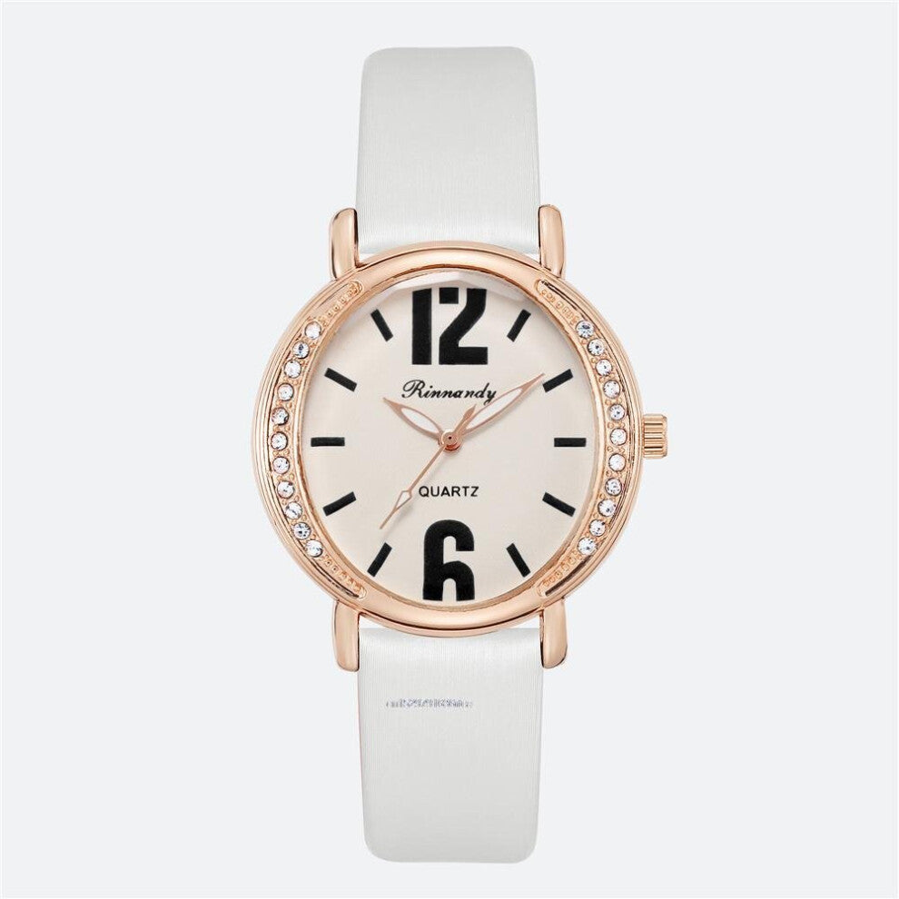 Stylish Women Quartz Watch Oval With Diamonds Digital Watches Casual Leather Strap Female Clock