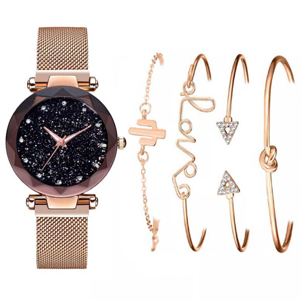 2 PCS Watches and Bracelets Set Women Dress Watches Rhinestone Magnetite Women Clock Relogio Feminino Saat