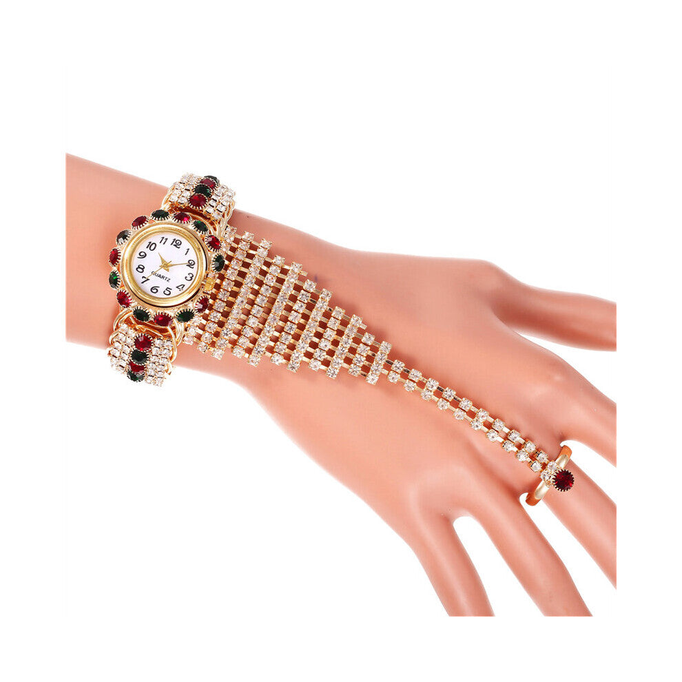 Top Women Rhinestone Bracelet Rings Watch Suit Casual Watch For Women Ladies Bracelet Quartz Watches montre femme
