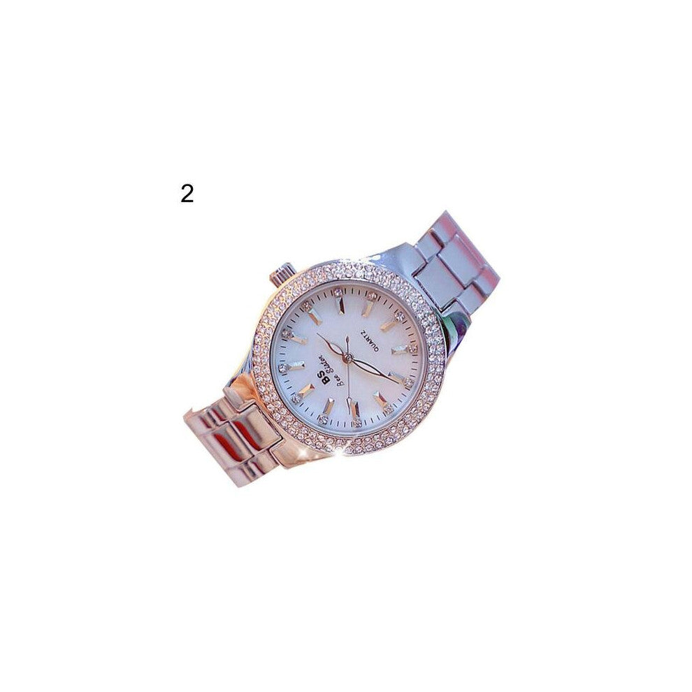 lady Crystal Watch Women Dress Watch Rose Quartz Watches Female Stainless Steel Wristwatche