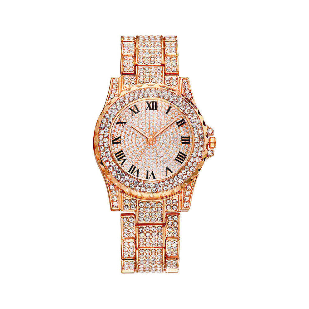 Watches for Women Big Dial Rome Quartz Watch Female Full Rhinestone Steel Wristwatches Relogio Masculino