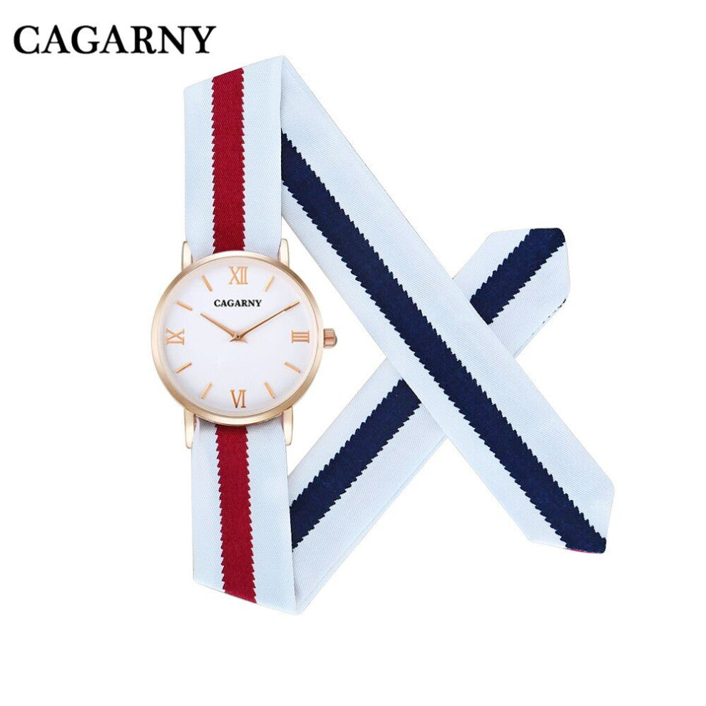 Cagarny Watches Women Quartz Watch Fabric Strap Ultra-thin Rose Case Marble Pattern Dial Student Clock XFCS