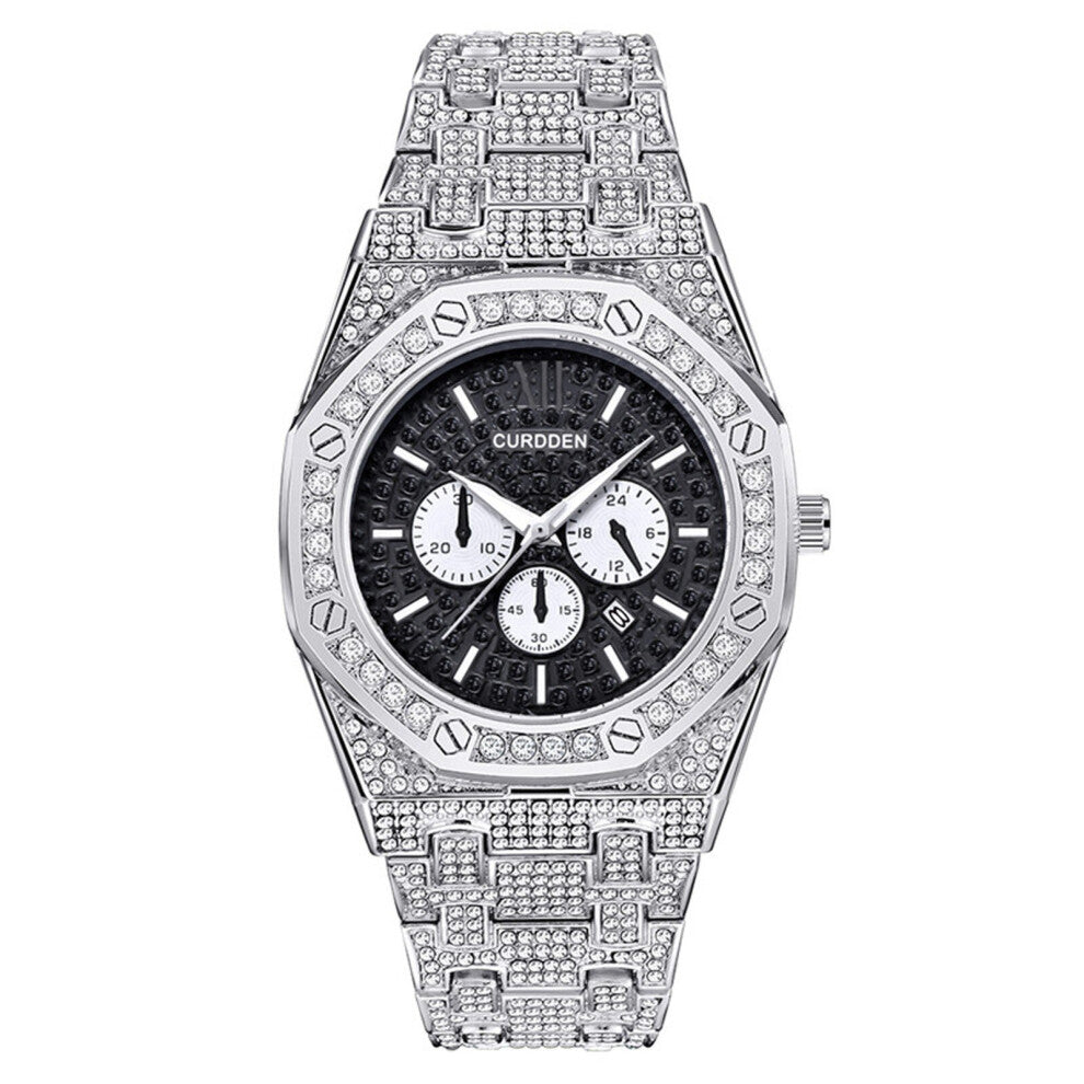 Watch Calendar Mens Watches Luminous Hand Stainless Steel Diamond reloj hombre relogio masculino