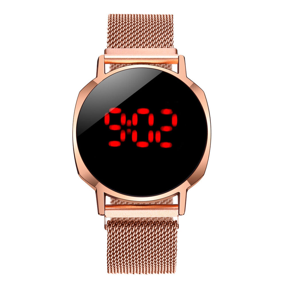Rose Magnetic Watches For Women Bracelet Digital Red LED Dial Dress Quartz Clock Ladies Wrist Watch