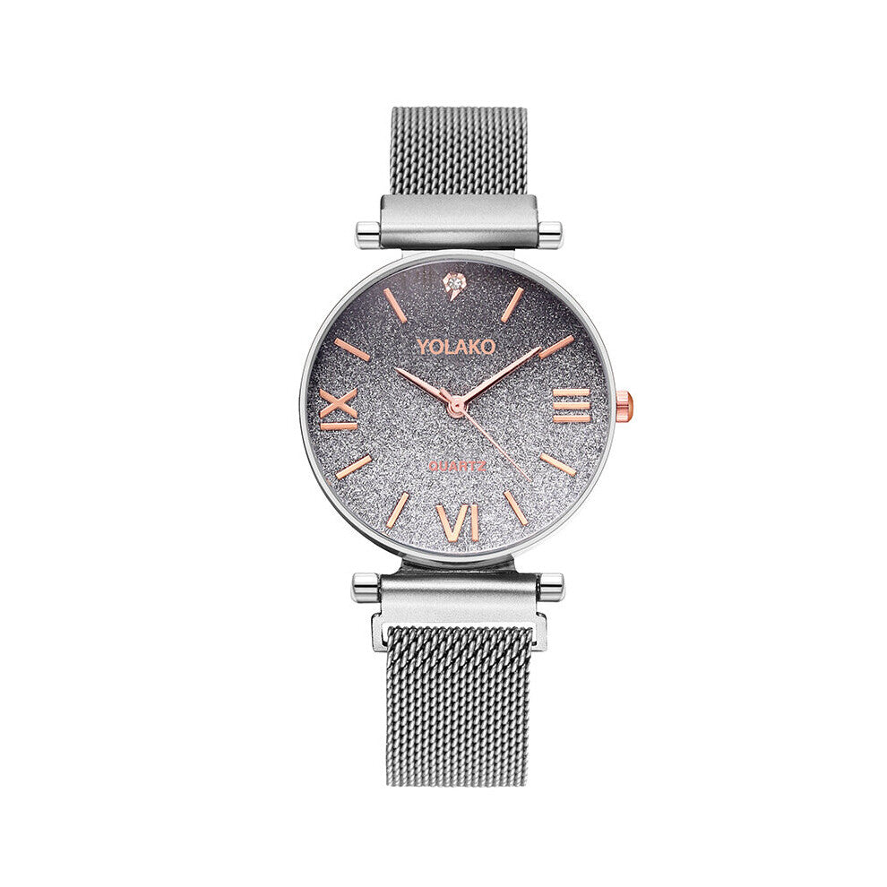 Hot Selling Magnet Magnet Starry Gradient Ladies Watches Red Rome Literal Quartz Casual Womens Watches