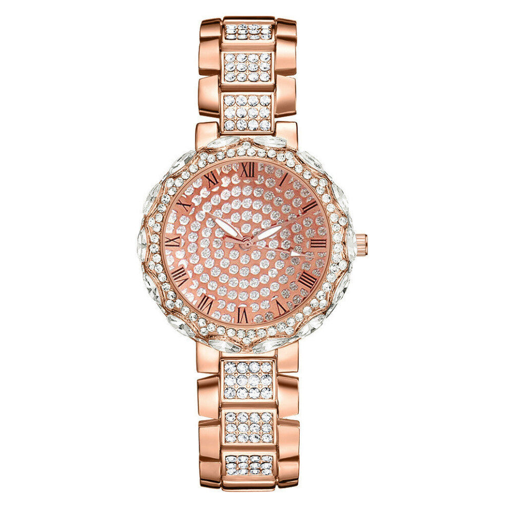 Bangle Watches for Women Rose Quartz Watch Rome Female Full Rhinestone Steel Wristwatches Relogio Masculino