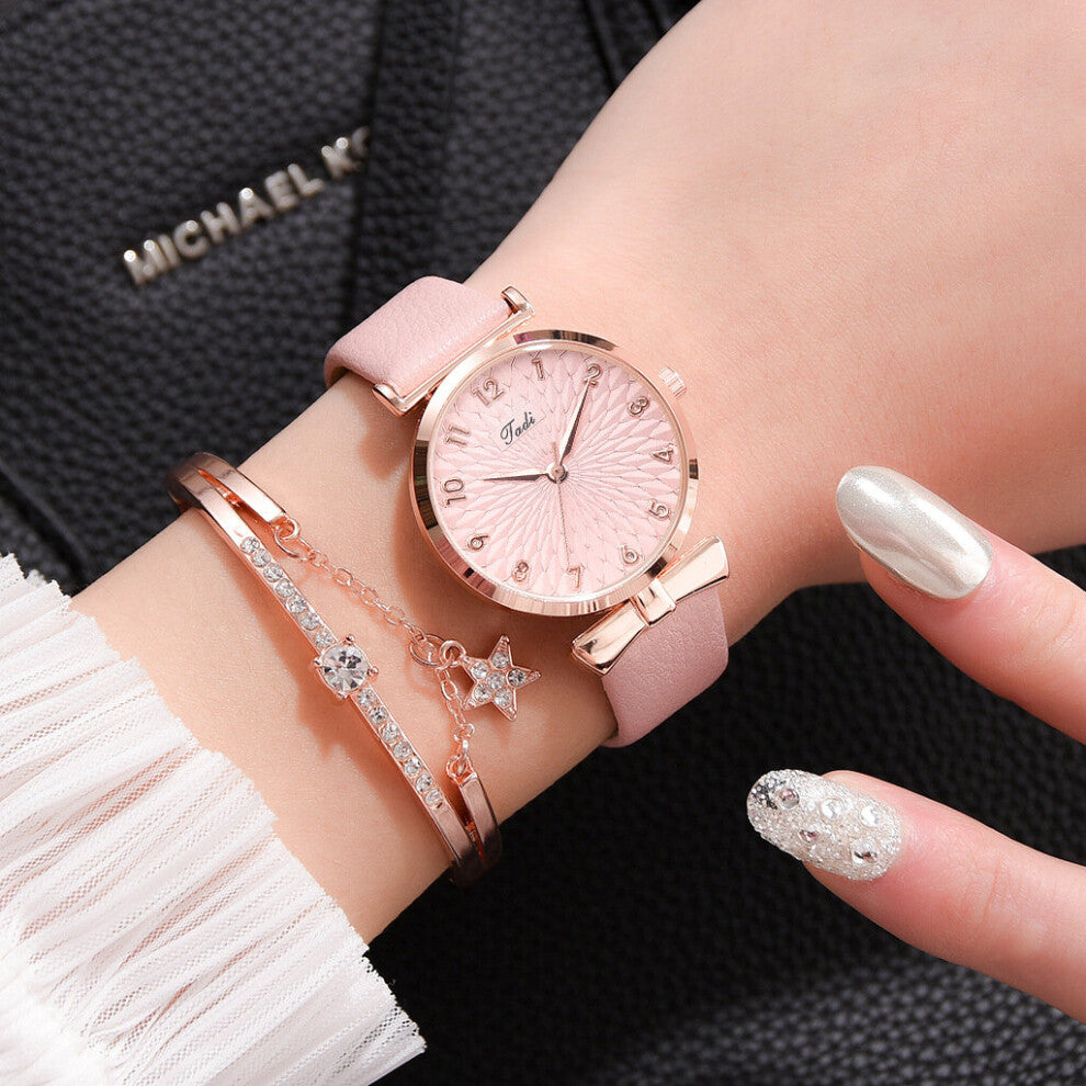 Women Bracelet Quartz Watches For Women Leather Watch Ladies Sports Dress Pink Dial Wrist Watch Clock Relogio Feminino