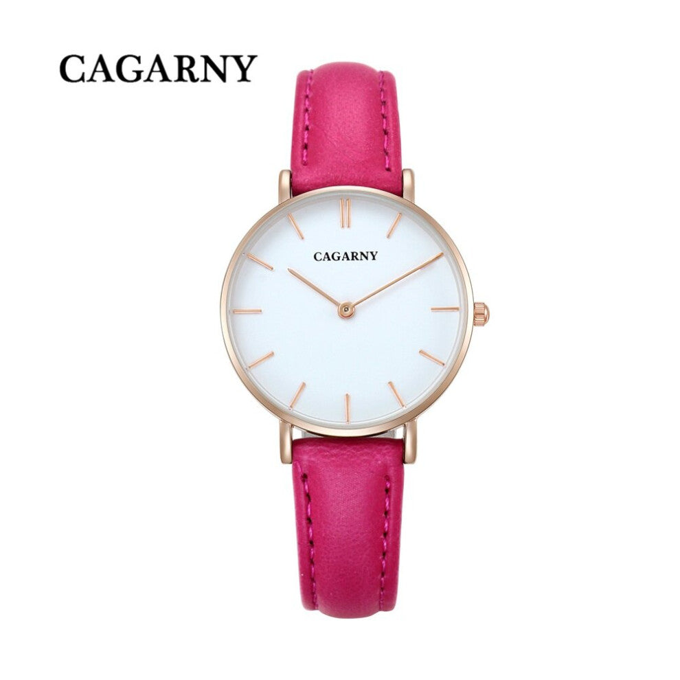 Hot Women Watches Top Leather Strap Casual Ladies Wristwatches Minimalist Rose Quartz Watch Cagarny