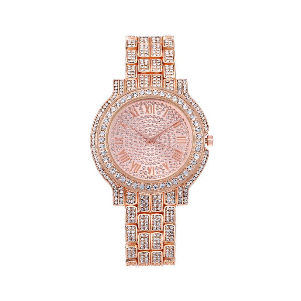 Bangle Watches for Women Rose Quartz Watch Rome Female Full Rhinestone Steel Wristwatches Relogio Masculino