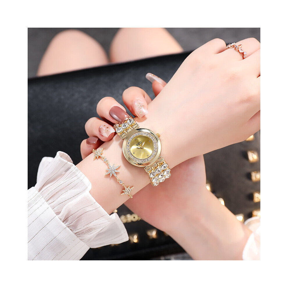 Small Dial Glossy Quartz Watch Style Ladies Watch Rhinestone Unique Casual Temperament Alloy Watch