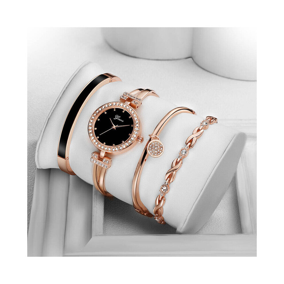 Women's Bracelet Four Piece Set Quartz Diamond Inlaid Alloy Watch Sports Dress Accessories Clock Women's Watch