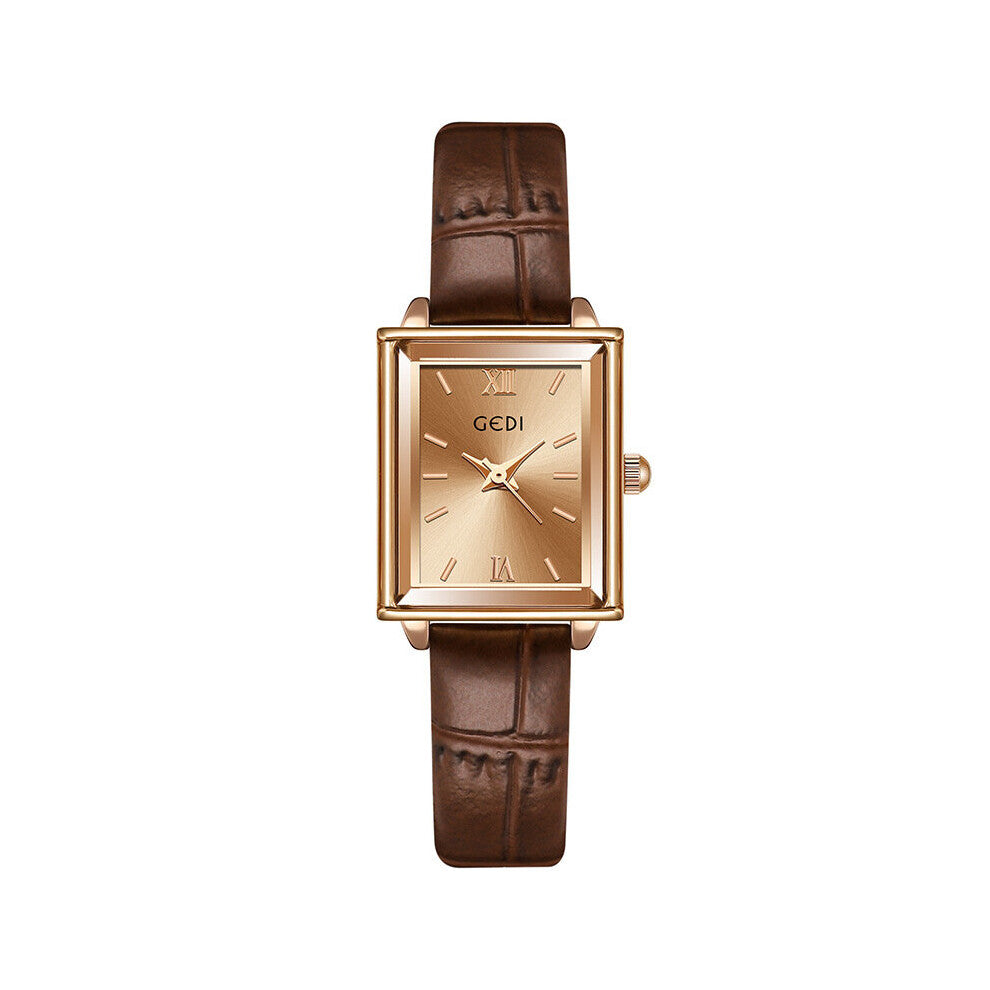 Quartz Watches for Women Top GEDI Leather Wristwatch Rectangle Clock Dial Ladies Dress Accessories