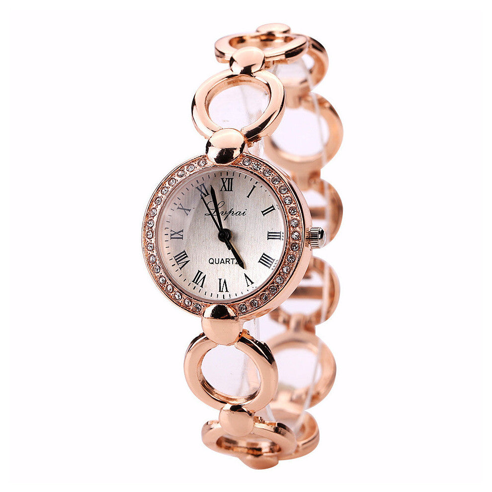 Rose Women Dress Watches Girls Quartz Watch Bracelet Watch Ladies Crystal Wristwatch Relogio Feminino