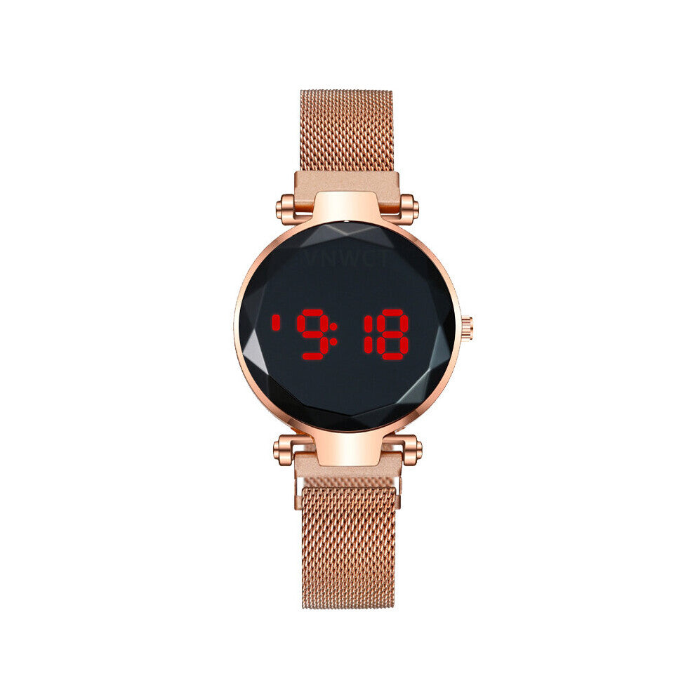 LED Women Magnetic Bracelet Watches Rose Digital Dress Watch Quartz Wristwatch Ladies Clock relogio feminino
