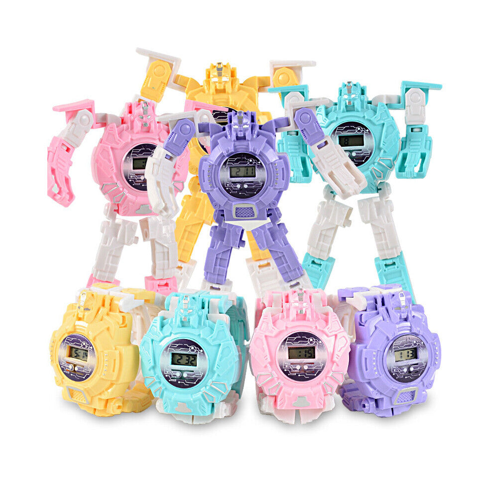 Robot Morphing Watch Cartoon Electronic Children Watch Children Girl Creative Manual Transformation Robot Toys Perfect for GIfts