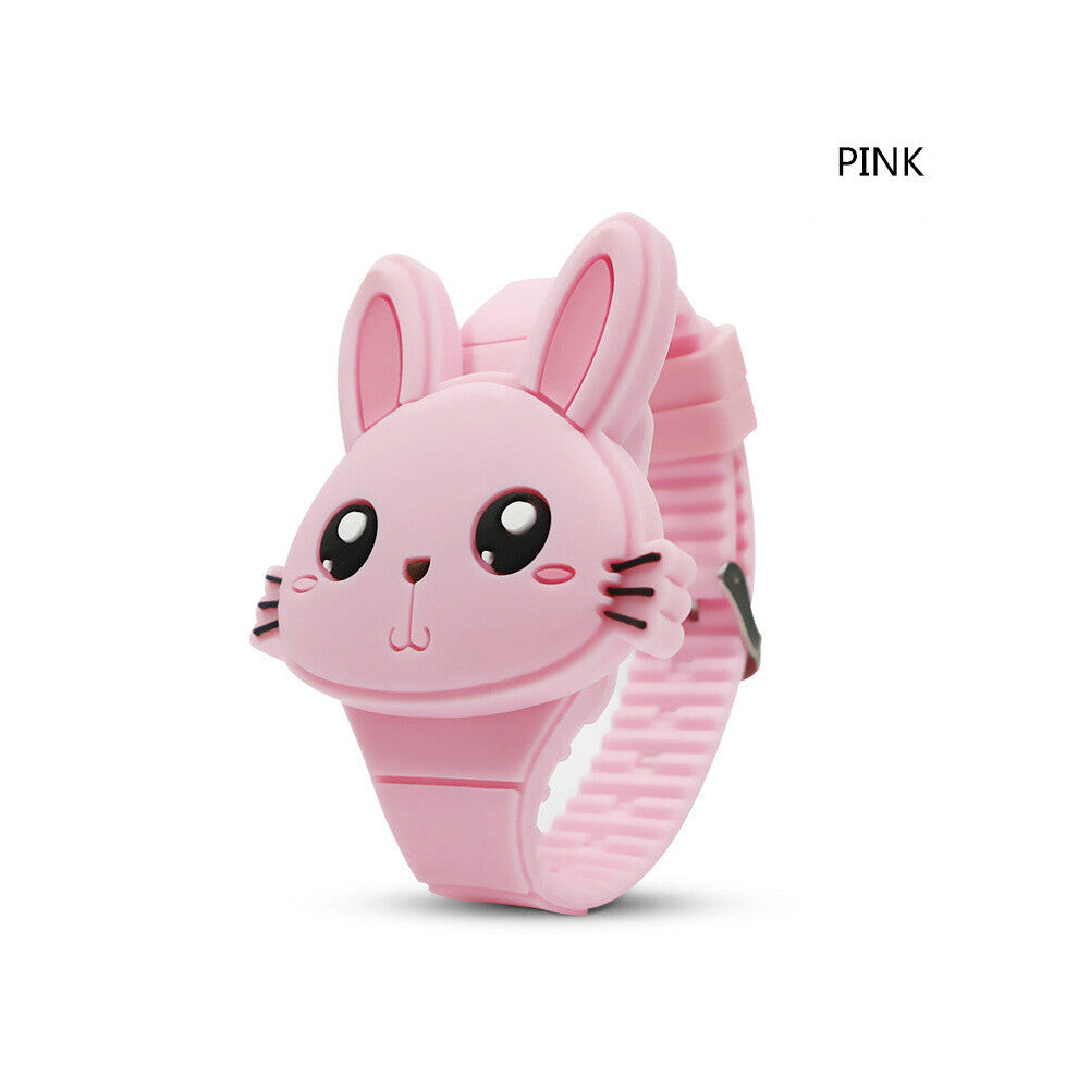 Lovely Rabbit Girls Watches with Bracelet Flip Cover Rubber Electronic Kids Watch Child Clock Relogio Feminino Infantil Saati