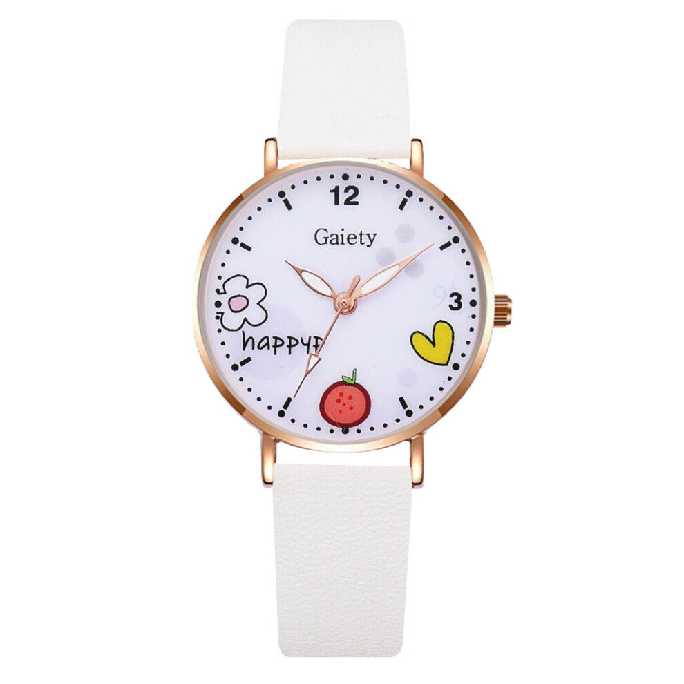 Kids Watches Pink Children's Wristwatch Cartoon Pattern Quartz Watch Set for Girls Students' Clock Relogio Infantil