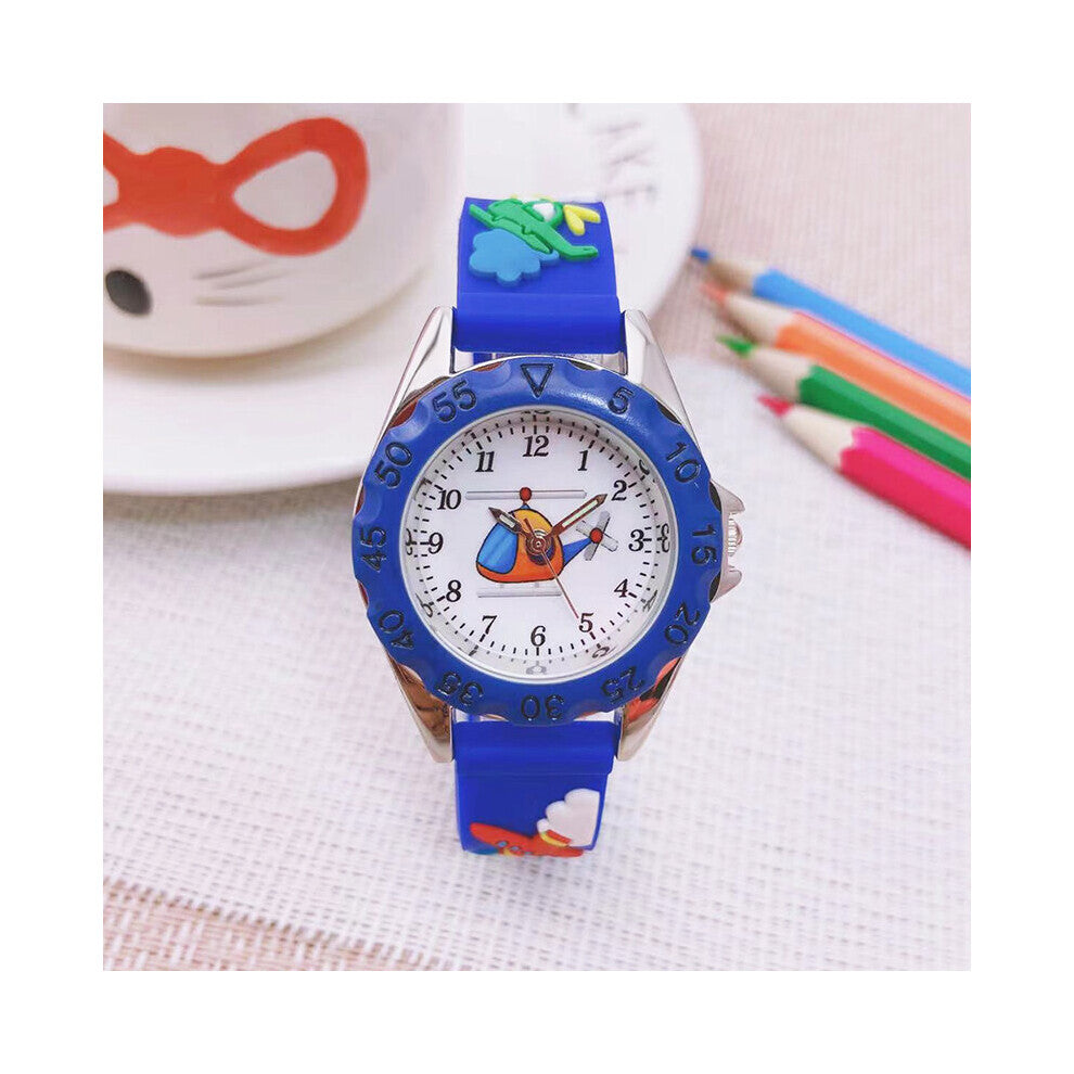 Chaoyada Children Boys Girls Silicone Strap Watches Kids Students 3D Cartoon Plane Helicopter Toys Clock Child Sports Watches