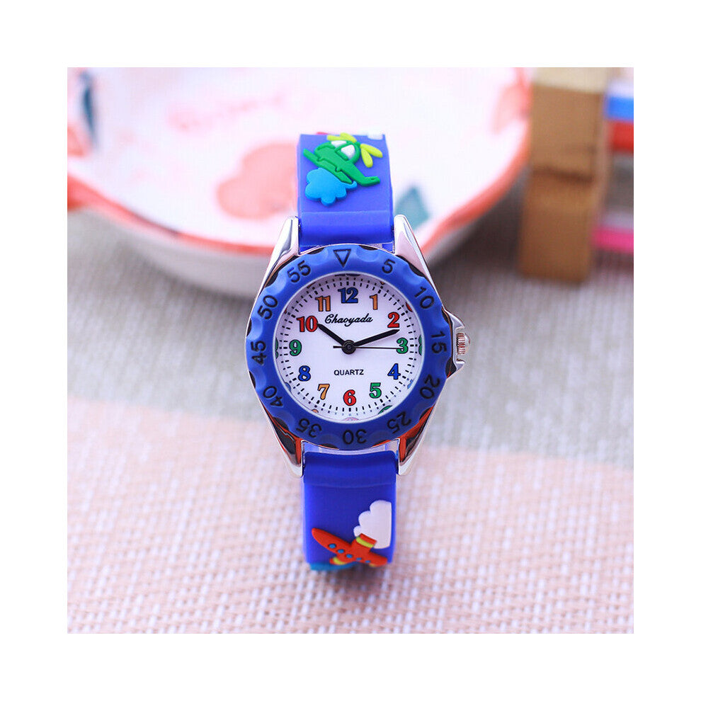 Chaoyada Children Boys Girls 3D Cartoon Plane Digital Watches Kids Students Waterproof Toys Watches For School