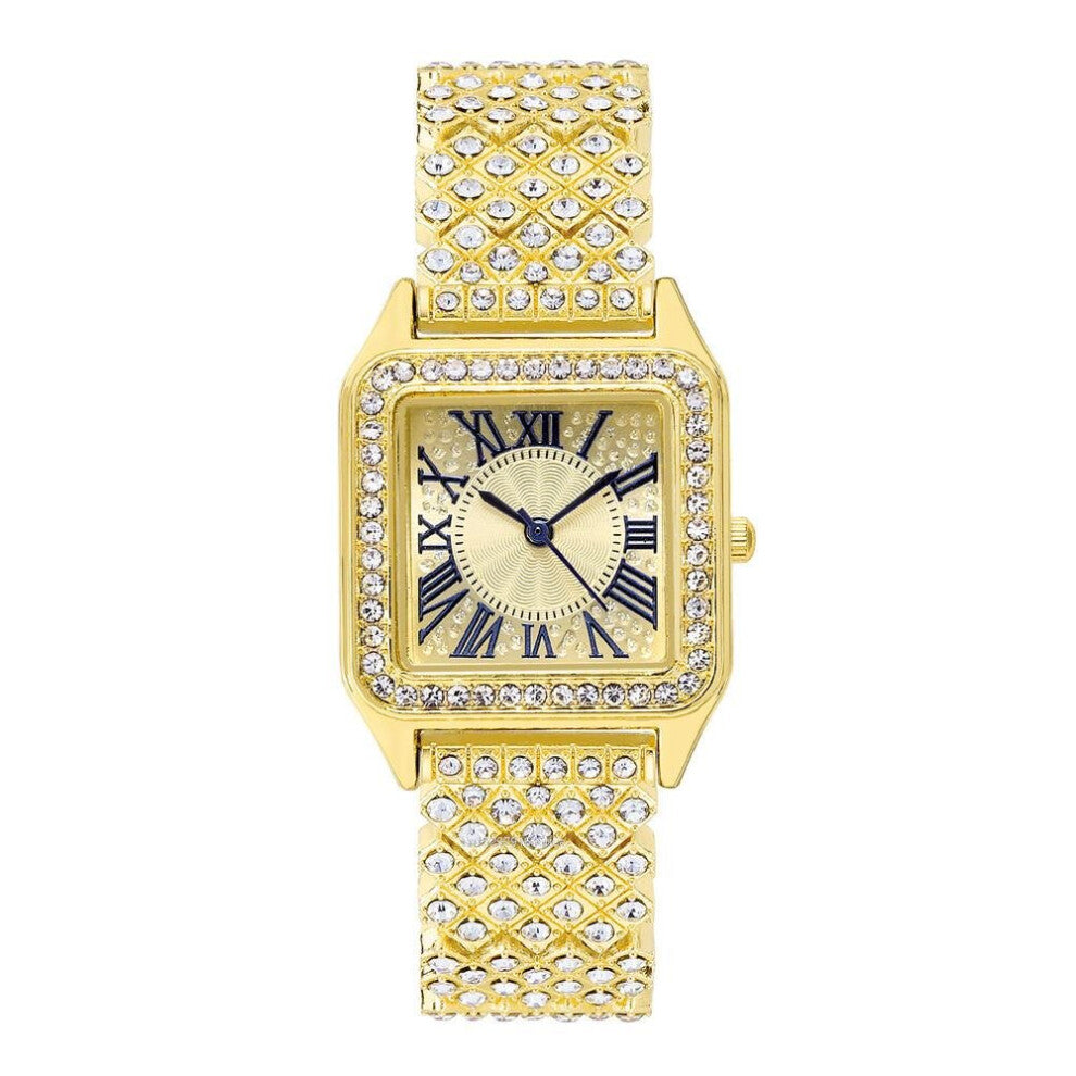 square Ladies watches Full Diamond Rome Women Quartz Watch Casual Stainless Steel Females Clock Wristwatche