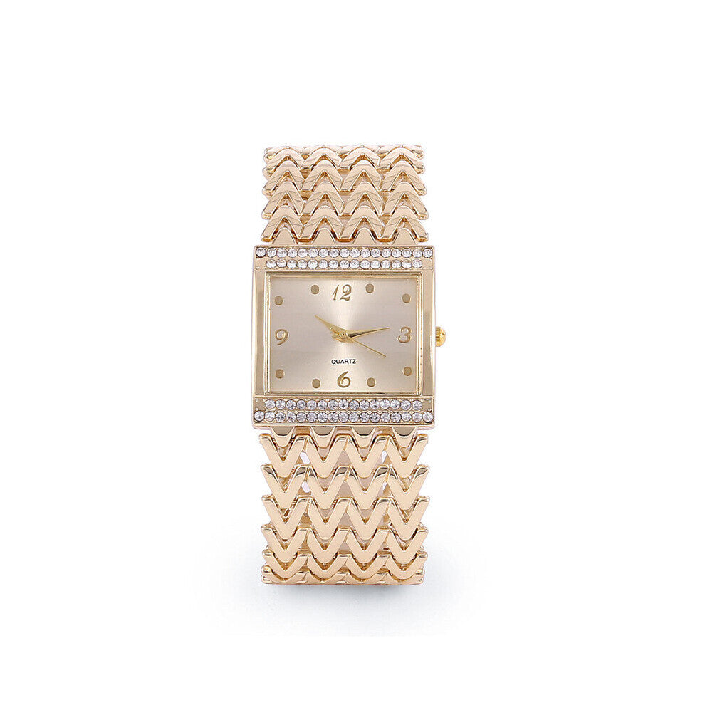 Metal Watch Women Elegantly Wedding Party Accessories Diamond Watch Rose Mesh Belt Watchband Bracelet Clasp