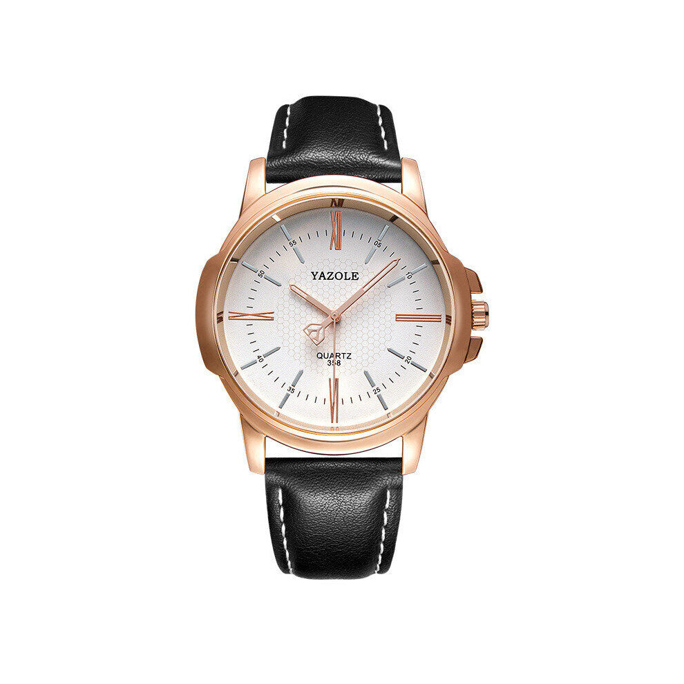 Mens Blu-Ray Roman Numerals Quartz Analog Wrist Watch, Band Dial, Faux Leather Band Faux Leather Band Bracelet