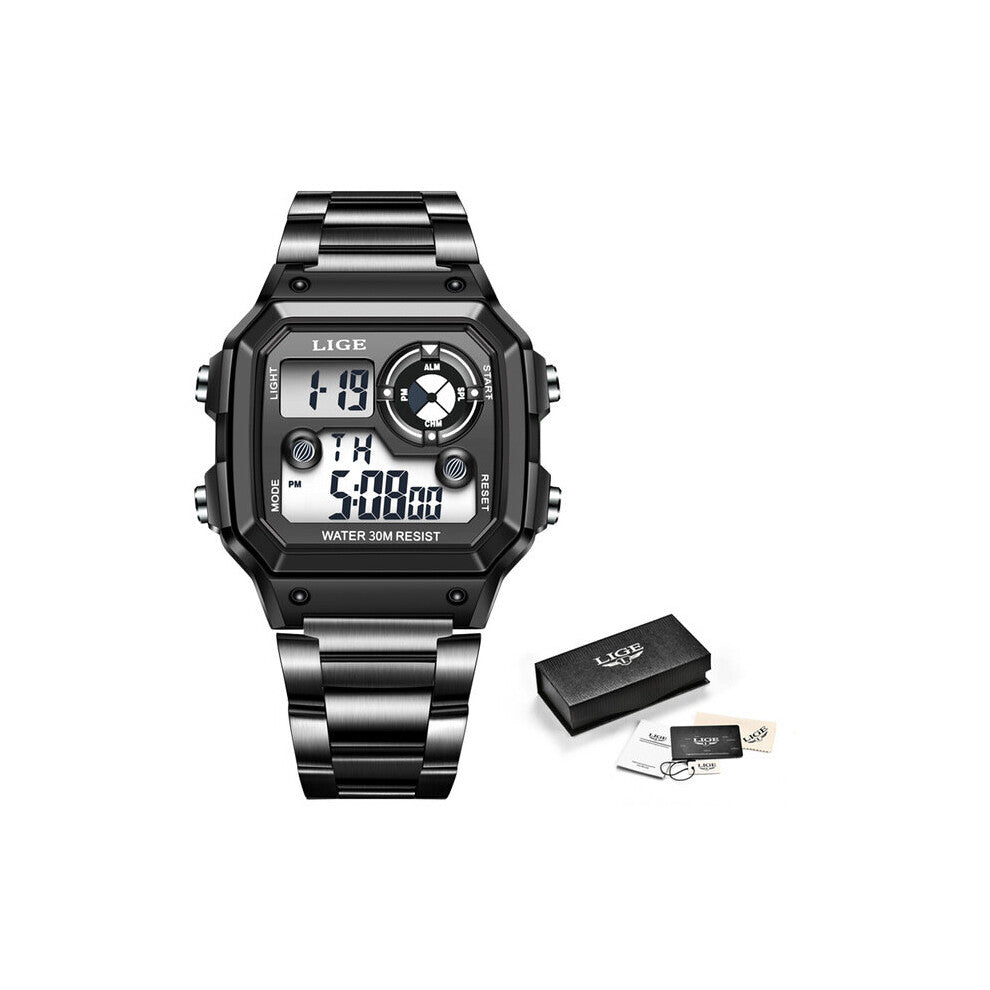 Rose Women Digital Watch Waterproof Steel LED Electronic Wrist Watch Luminous Clock Ladies Watches Montre Femme