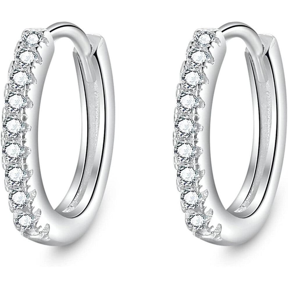 925 Sterling Silver Small Hoop Earrings Cartilage Leaves Tragus Lightweight Hoops for Women -12mm