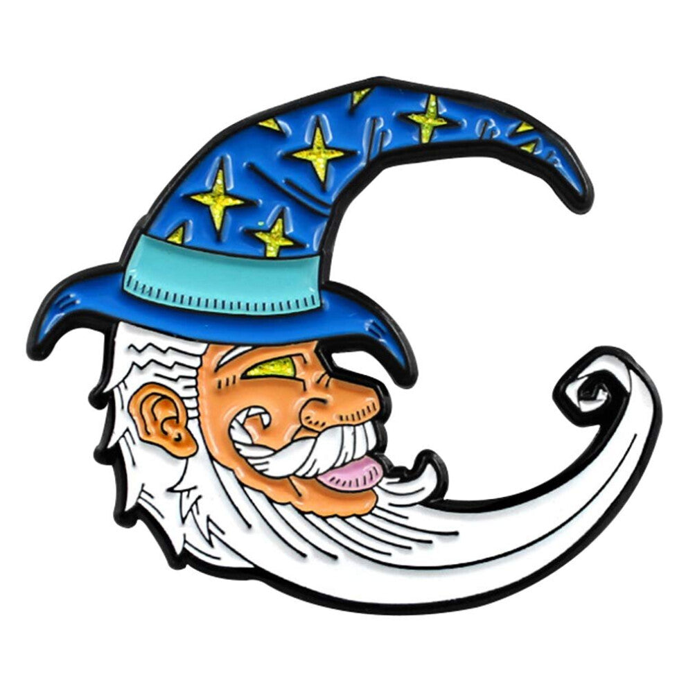 Receptive Star Wizard Candurthile Bart Grandpa Moon Shaped Pin Nail Polish Brooch Leaves