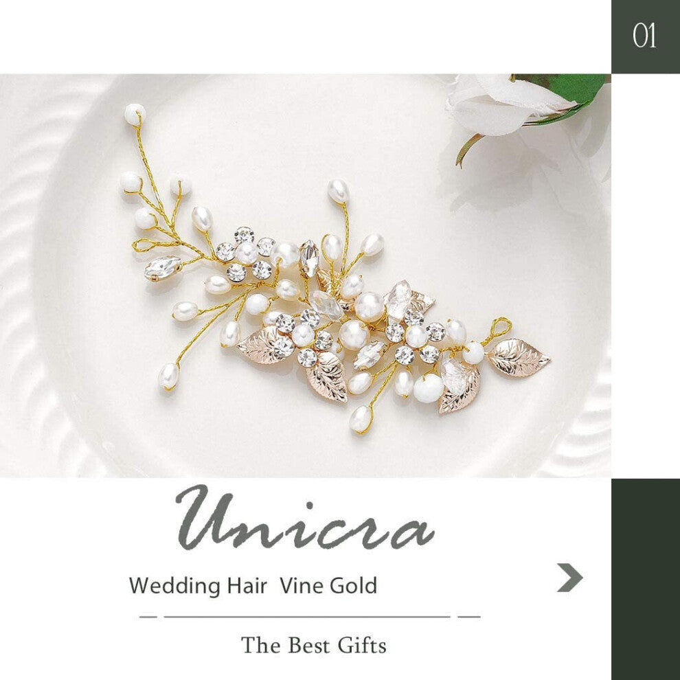 Crystal Vines, Flowers, And Leaf Hair Accessory, Wedding Hair Accessories For The Bride, Or For Silver Wedding Anniversary-Gold