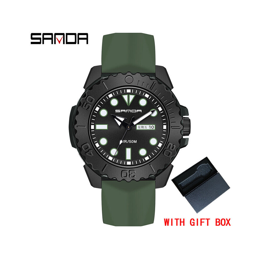 Men's Watches Silicagel Band Waterproof Sport Quartz Watch For Man Calendar Male Clock Reloj Hombre