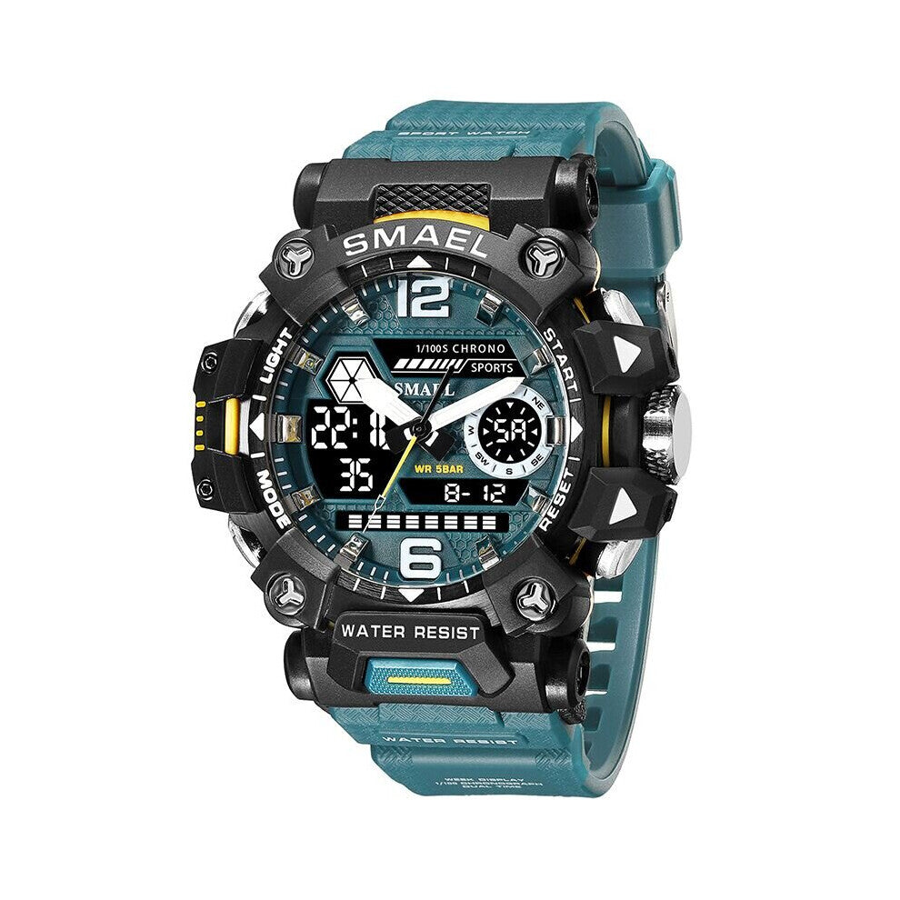 Smael Men Watches 50m Waterproof Sports Watch Military Man Sports Watch Digital 8072 Dual Display Watch Quartz Led Digital