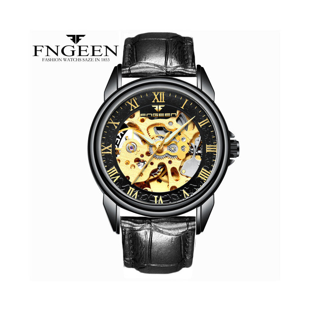 Mechanical Watches Blu-ray Glass Transparent Skeleton Dial Mens Watch Top Automatic Male Clock