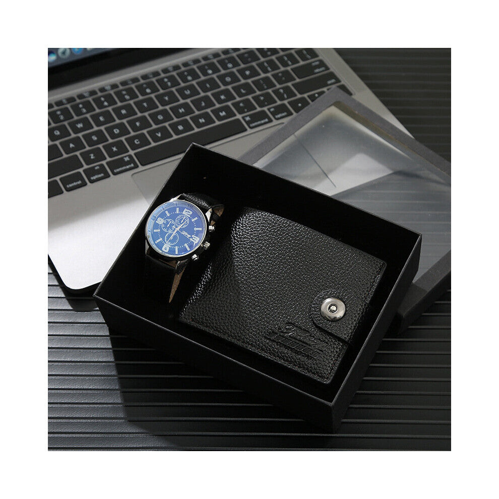 Men's Jewelry Gift Set 2pcs-set High Men's Watch Business Leather Belt Fine Jewelry Accessories Quartz Watches