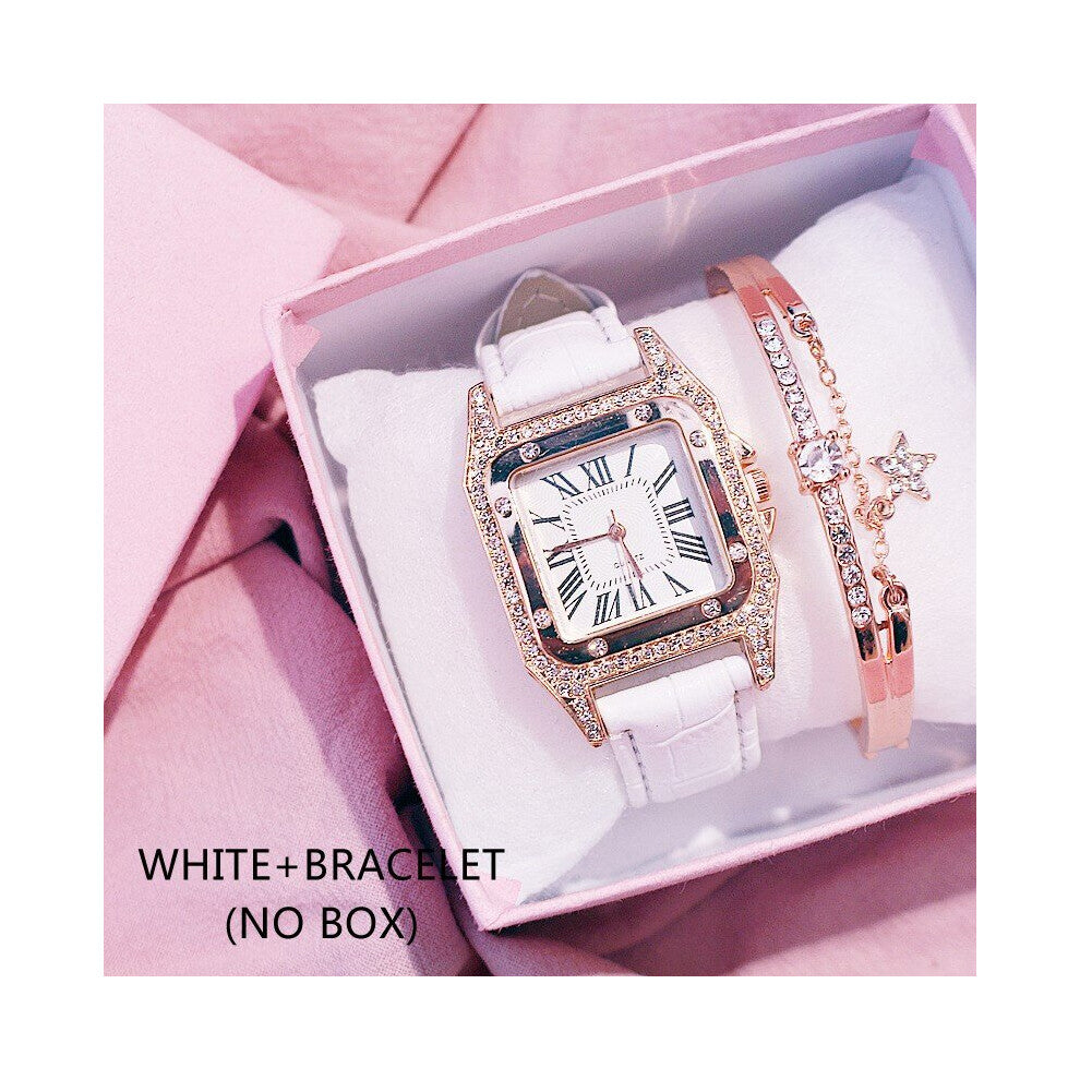 Women Diamond Watch Starry Bracelet Set Watches Ladies Casual Leather Band Quartz Wristwatch Female Clock Zegarek Damski