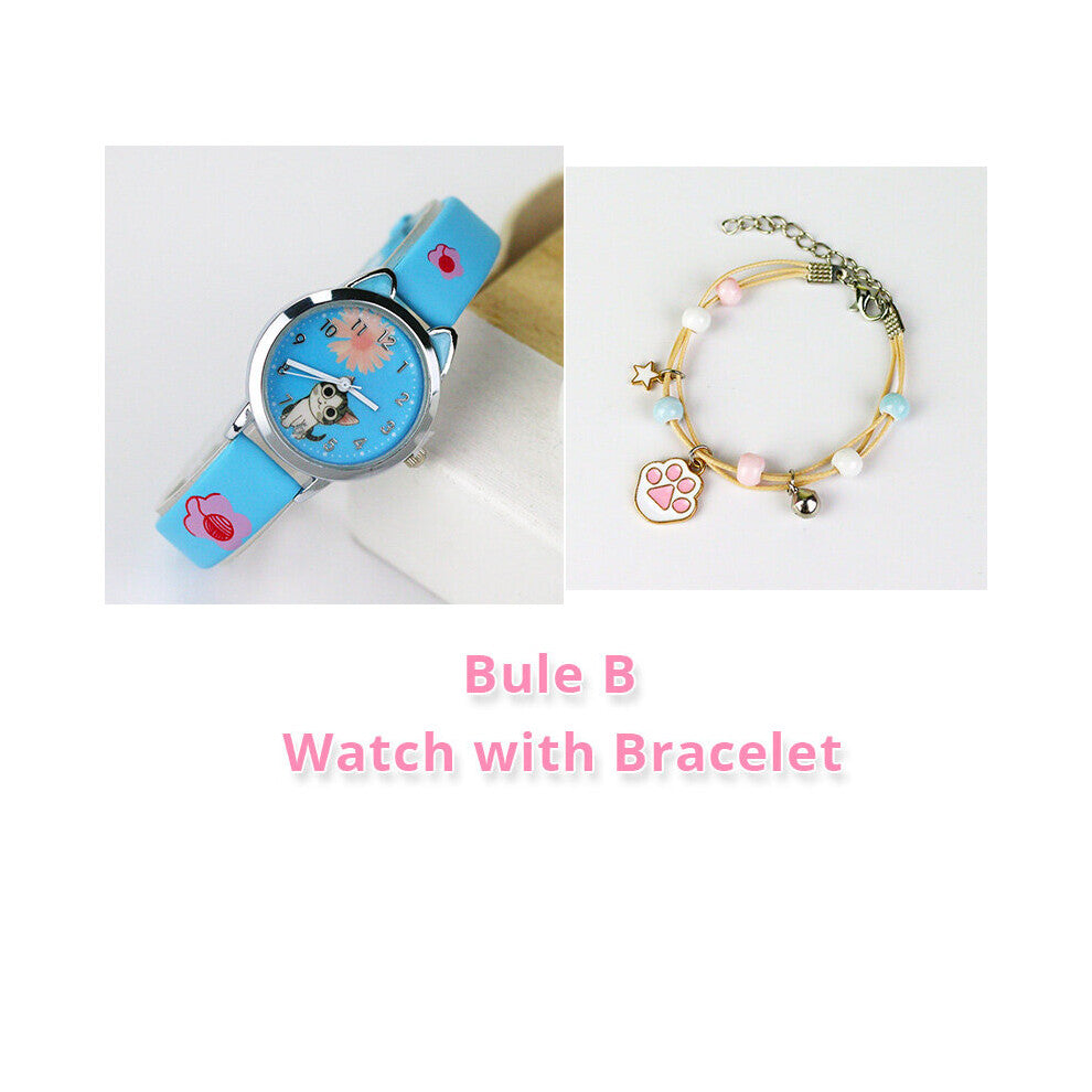 Cheese Cat Pattern Women Watch with Bracelet Quartz Analog Ladies Watches Kids Girls Student Clock Gift Relogio Feminino